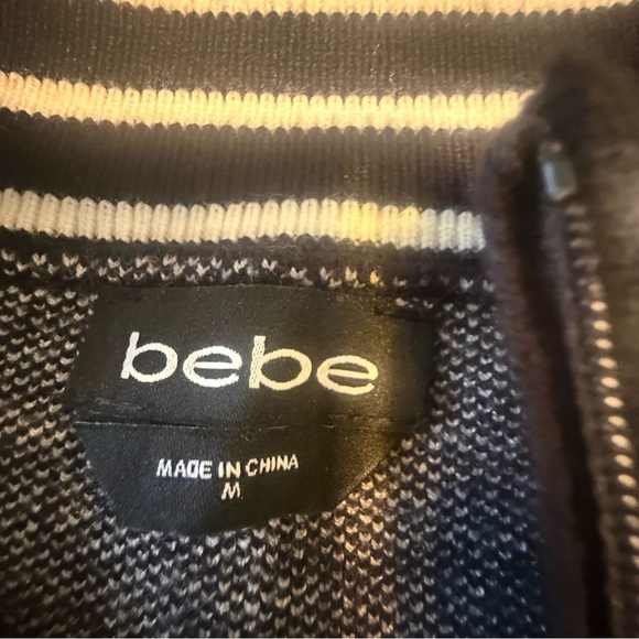 NWT Bebe Black and White Striped Women's Cardigan Size Medium - Picture 4 of 8